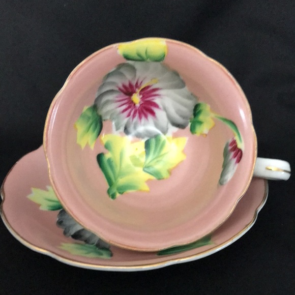 Vintage Trimont Pink Porcelain Teacup and Saucer Hand Painted Occupied Japan - Picture 2 of 6